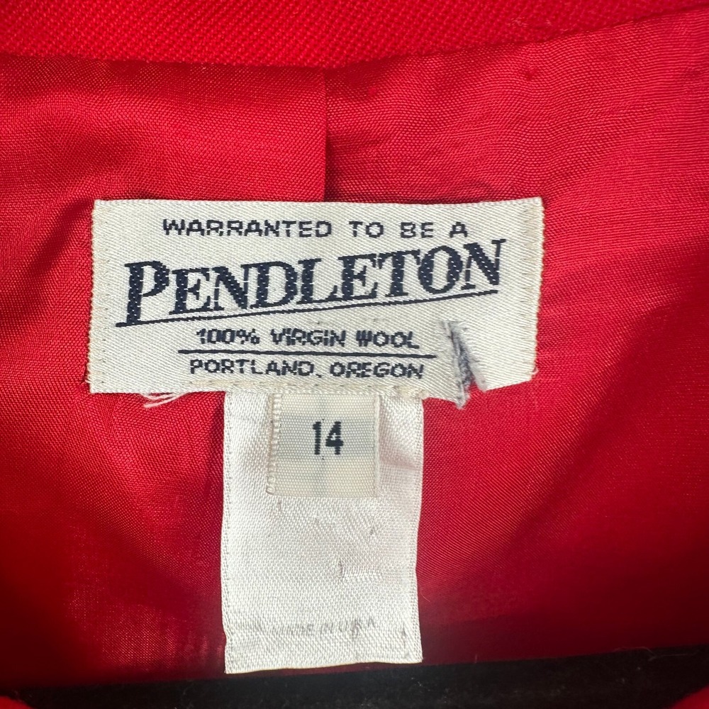 Pendleton Red Wool Blazer Jacket Gold Buttons Car… - image 7